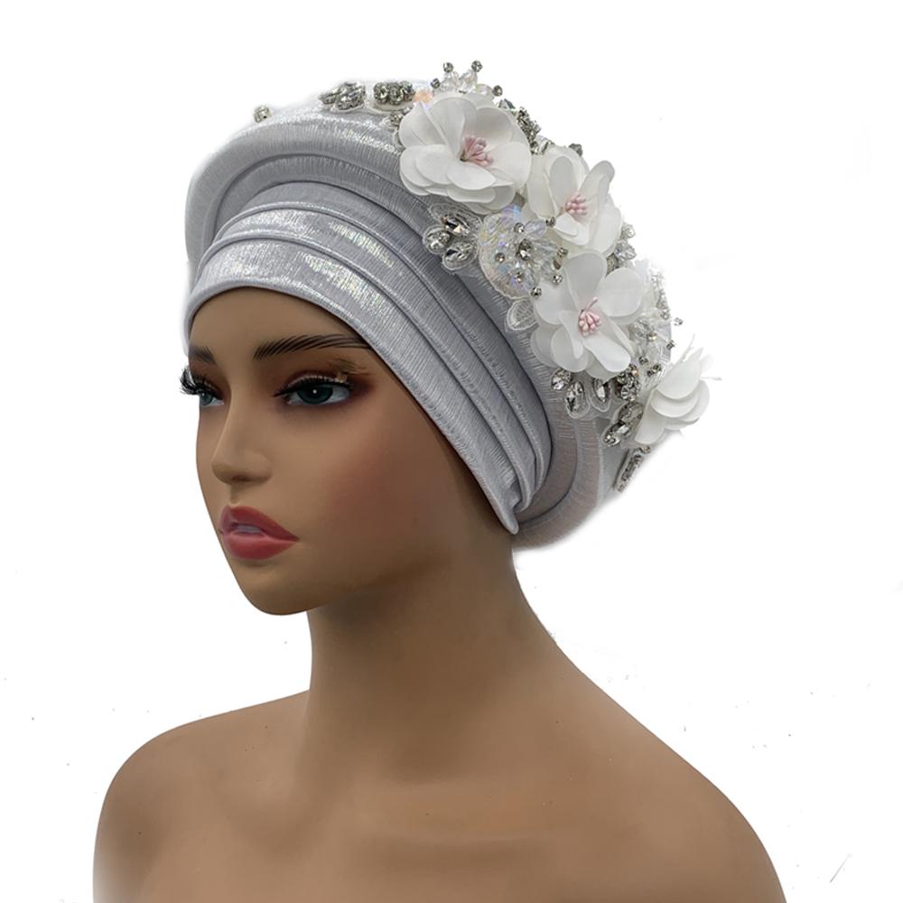Exquisite Bouquet African Women'S Turban Cap Ready To Wear Nigeria Auto Gele Headtie Female Fashion Head Wraps Turbante Mujer