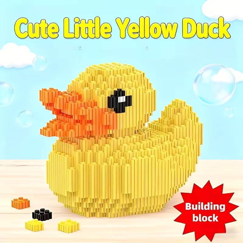 Yellow Duck Building Block Set - STEM Toy, Interlocking DIY Assembly Kit