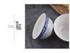 Set de 4 farfurii ceramice japoneze alb-albastru, de 8 inch: Include farfurie adâncă, farfurie pentru orez și farfurie pentru friptură.