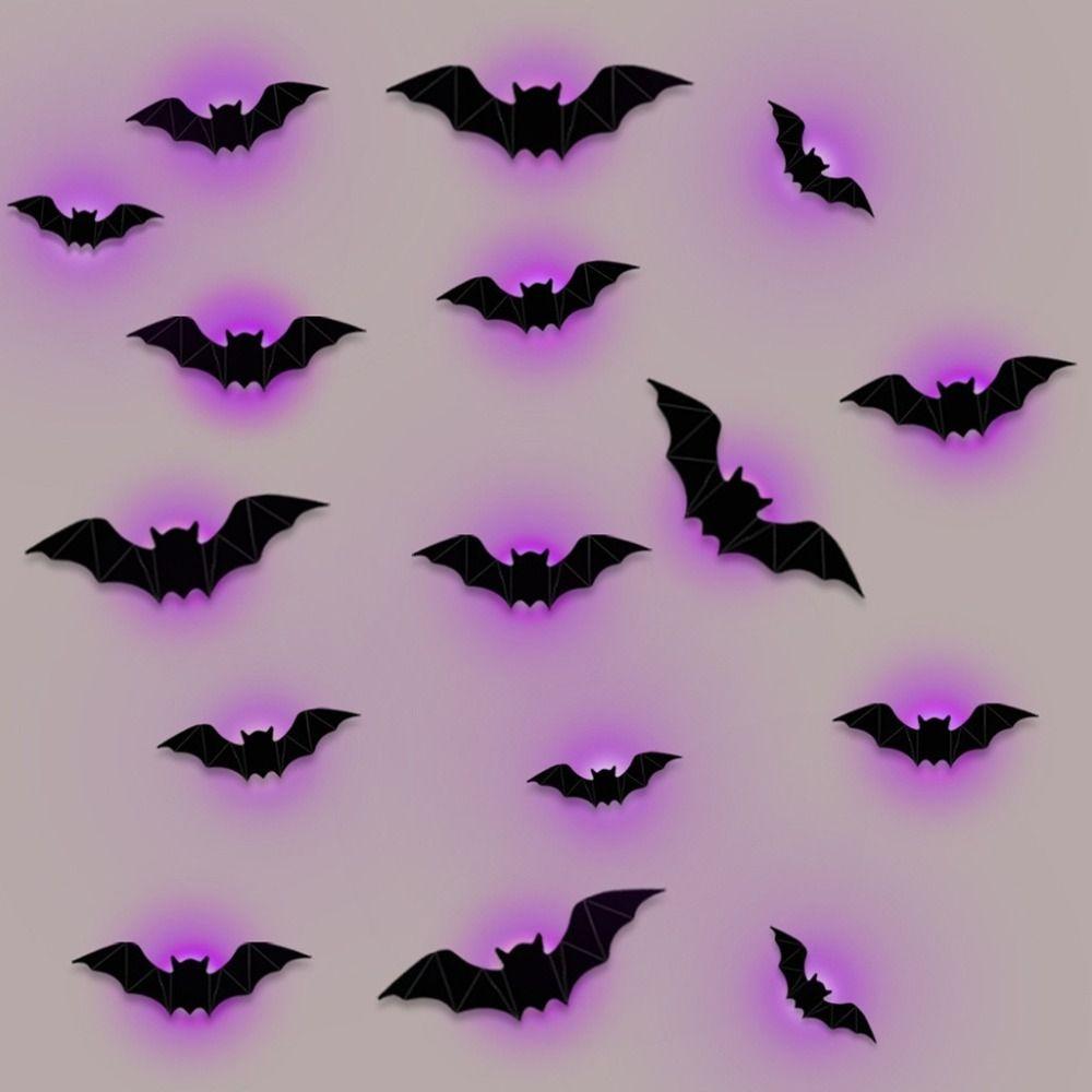 16 Stück 3D Leuchtende LED Fledermauslicht Stereoskopischer Leuchtender Wandaufkleber Fledermaus Wandaufkleber Heimdekoration