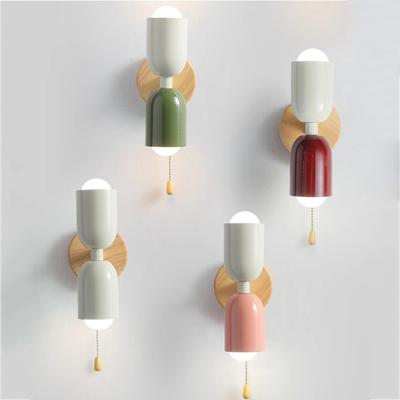 Nordic Wooden Wall Lamp Minimalist Cream Zipper Decorative Lighting For Bedroom Bedside Living Room Hallway Indoors Illumination