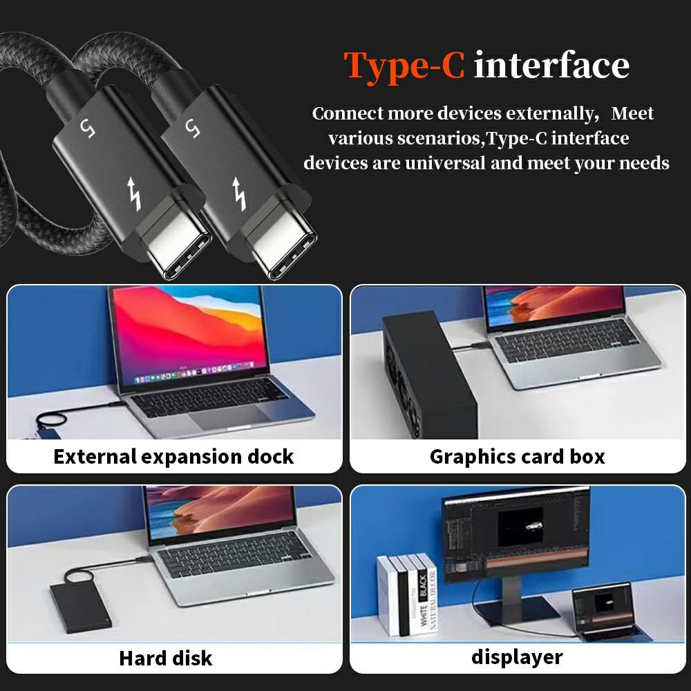 1m Compatible with Thunderbolt USB 5 Cable 80GB Data Transfer 8K 60Hz Video PD 240W Fast Charging Cord