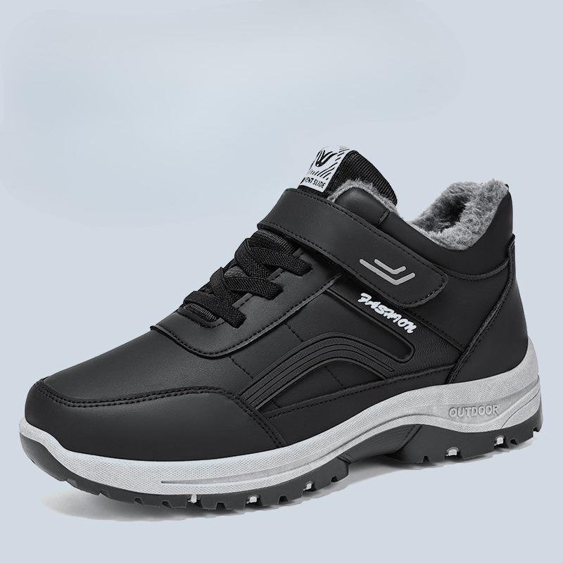 Men's Cotton Shoes, Plus-size Men's Boots, Fleece Cotton Boots, Velcro Walking Shoes, Warm Snow Boots