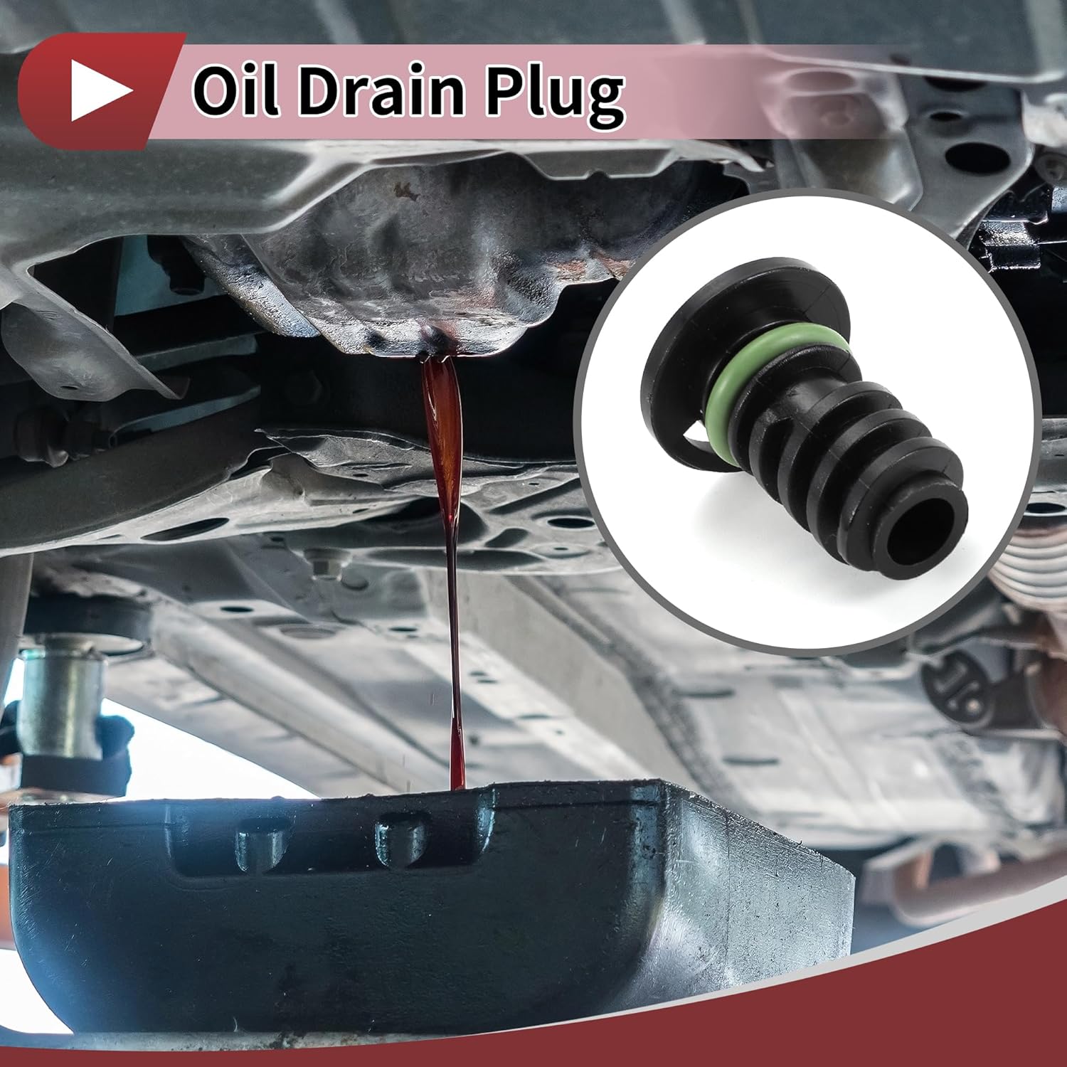 

1 Set Oil Drain Plug for Mercedes-Benz C63 for AMG 2016-2018 Engine Oil Pan Drain Bolt Screw Thread Repair with O Ring Black Green Rubber Plastic