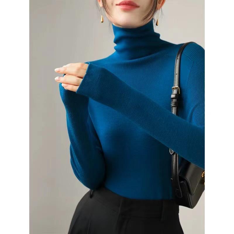 Women's Seamless High-Grade Turtleneck Knit Sweater - Slim Fit, 2025 Autumn/Winter Collection