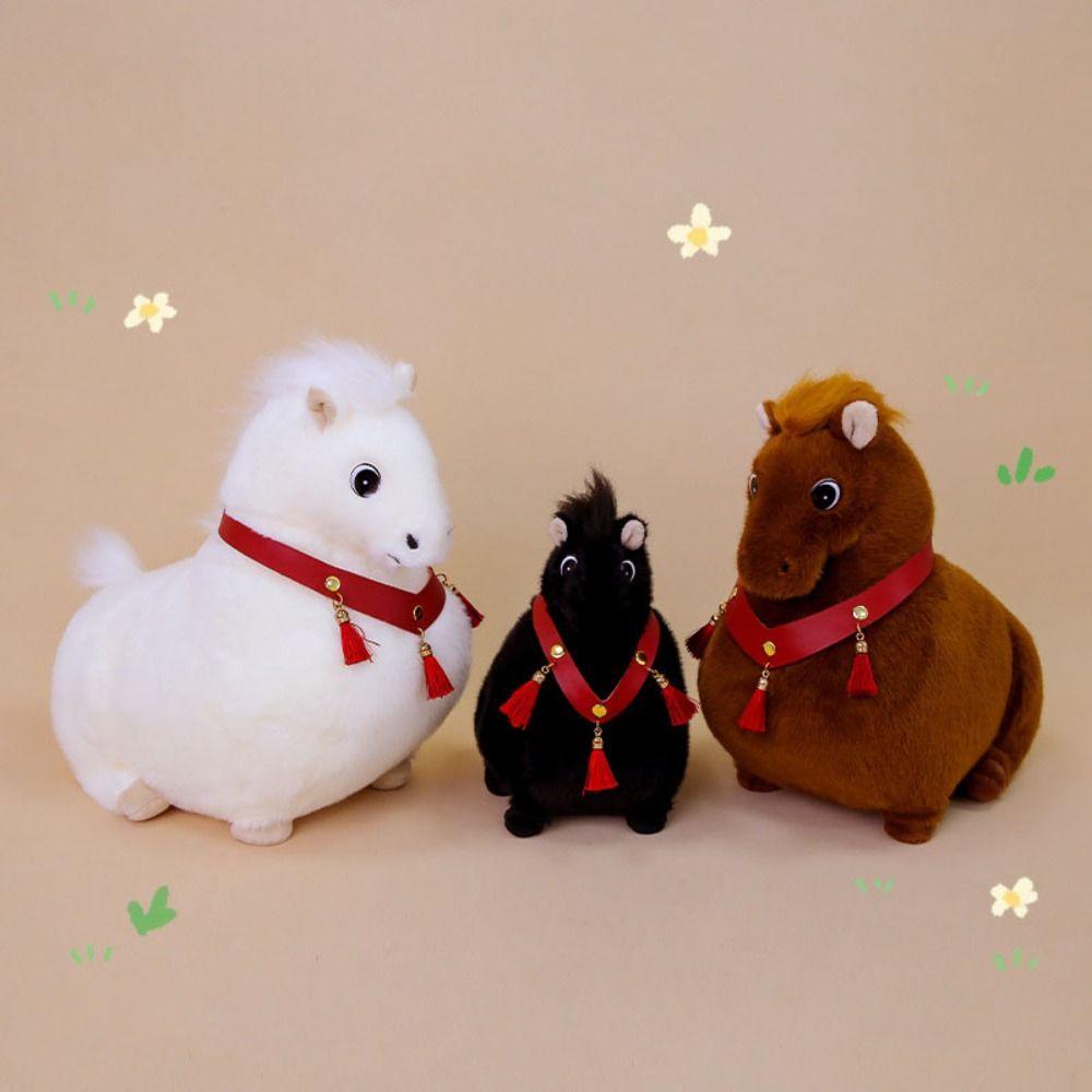 Soft Horse Mascot Stuffed Animal PP Cotton Fat Horse Plush Toy  Birthday Gift
