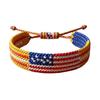 Woven Bracelet Handcrafted Red White Blue Patriotic Bracelet Adjustable American Flag Bracelet 4th of July Jewelry
