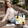 Sunflower Bee Printed Canvas Tote Bag Daily Outdoor Casual Lightweight Carryall Handbag