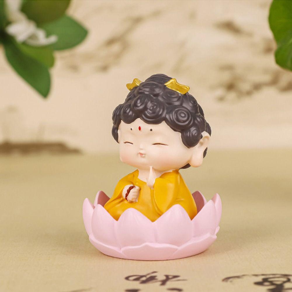 Cute Mini Buddha Guanyin Statues Resin Craft Delicate Cartoon Buddha Figures DIY Chinese Style Buddha Ornaments Office Bookshelf