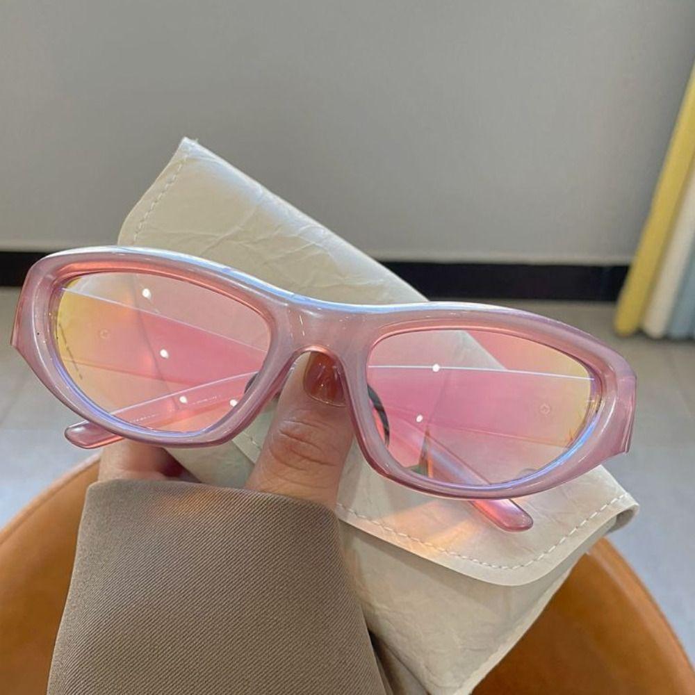 New Y2K Sports Punk Sunglasses Ladies Men Fashion Oval Sun Durable Glasses UV400 Retro Goggle Colorful Mirror Eyewear