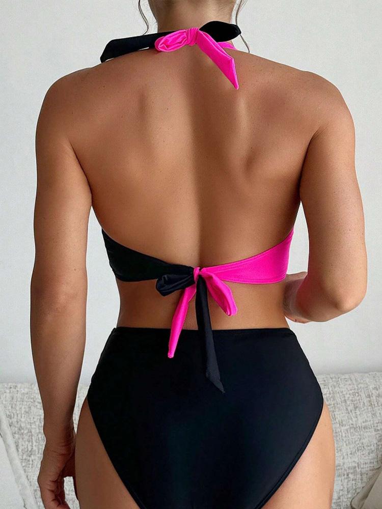 Sexy Leopard Laced Up Bikini 2 Piece Set Women Split Swimsuit High Waist Beach Style Bikini 2025 New Summer Swimwear Bikinis Set