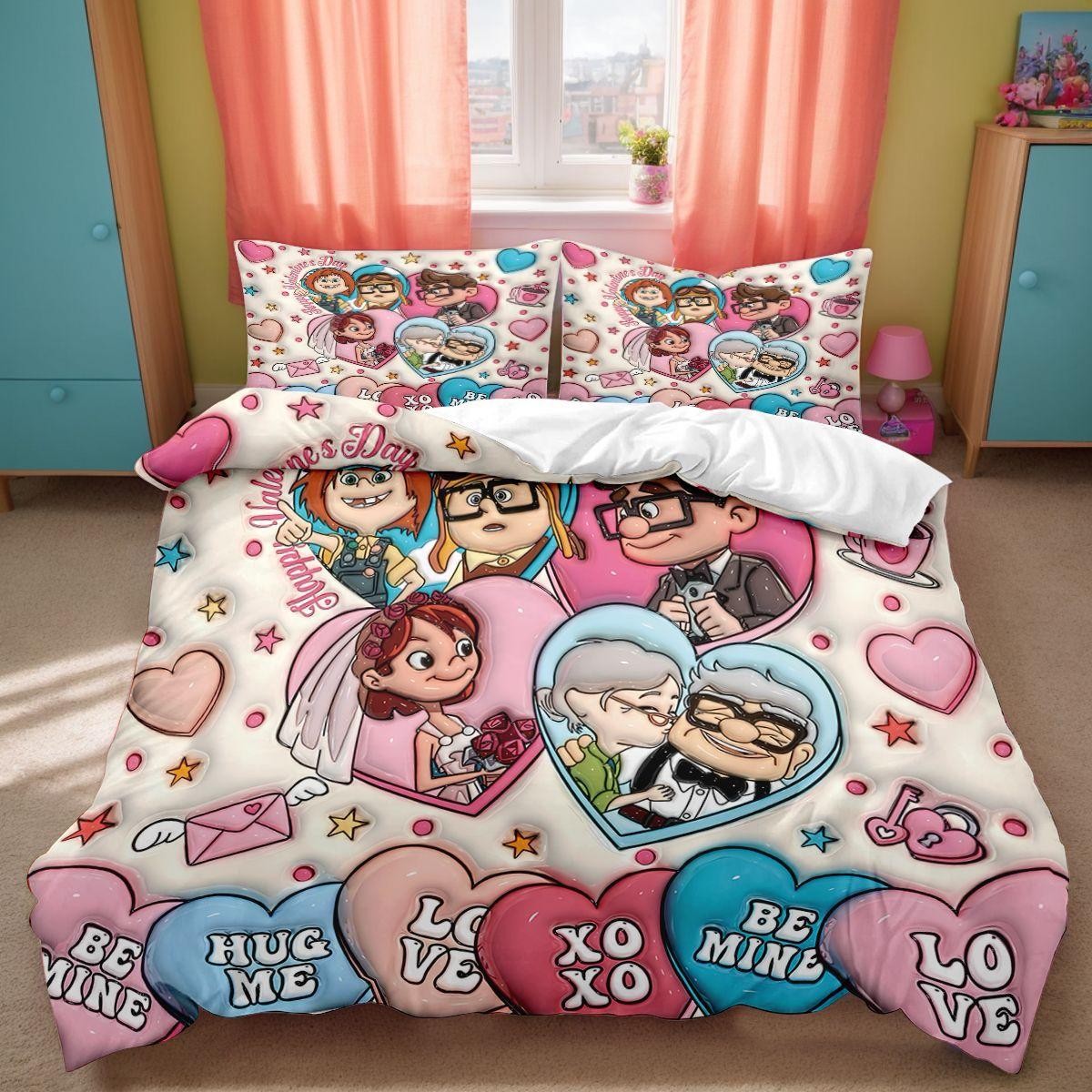 

Valentine s Day Disney Pixar Up Cartoon Duvet Cover Pillowcase Bedding Set Adult Boy Girl Bedroom Decor Children Gifts Single 135x200cm