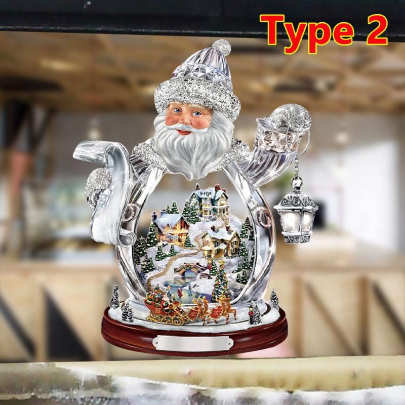 9 tipi di albero di Natale rotante scultura treno decorazioni incolla cristallo ghiacciato albero di Natale vetrofanie decorazioni natalizie per la casa