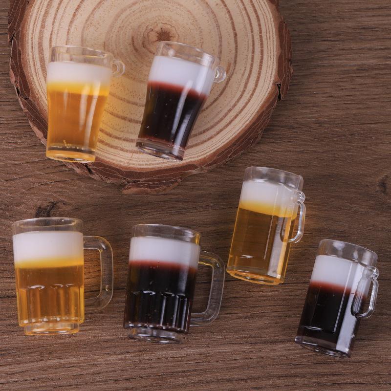 Miniature Beer Mug Keychain Pendant with Hanging Hole - Handmade
