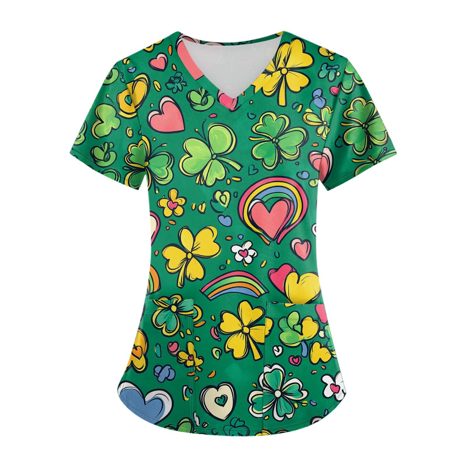 

Женский топ с карманом и коротким рукавом с крестом и V-образным вырезом L