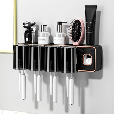 1 Pack, Toothbrush Shelf, Perforated Free Mouthwash Cup, Toothbrush Cup, Toothpaste Squeezing Artifact, Wall Hanging Toilet