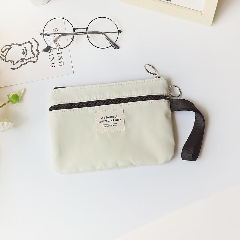 Student Nette Tragbare Doppel-schicht Handy Tasche Weibliche Handgelenk Zipper Einfarbig Kleine Frische Lippenstift Make-Up Lagerung Tasche