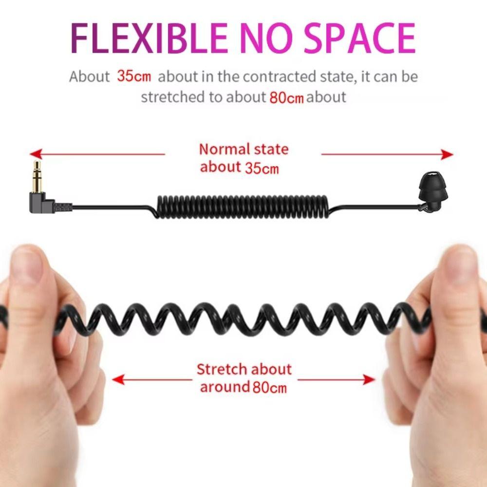 In Ear Single Side Earphone Heavy Bass Single Headphones 3.5mm Spring Earphones  Tablet PC