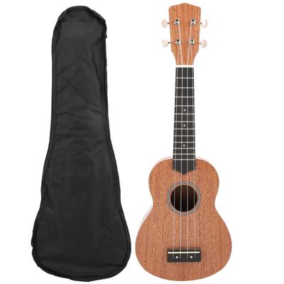Ukulele 21 palců Mahagonové s uzavřeným ladicím mechanismem Nylonový obal Hudební nástroj pro začátečníky Přírodní barva