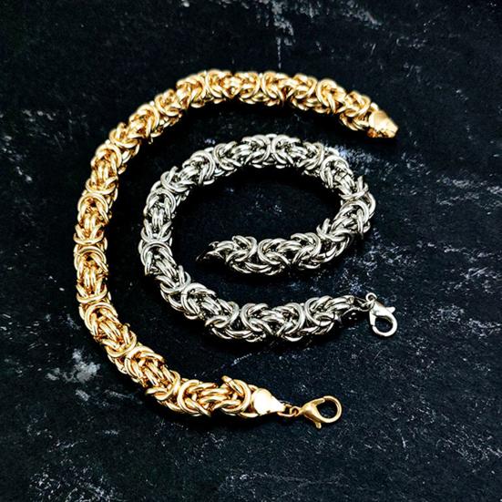 Unisex Byzantine Chain Bracelet Lobster Clip Closure Metal Polished Thick Lightweight Hip Hop Wrist Jewelry Shopping Work Party Dating