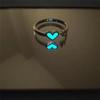 Anello alla Moda a Forma di Cuore Luminoso per Donna Ragazza Retro Blu Fluorescente Regolabile Anelli Aperti Gioiello Regalo