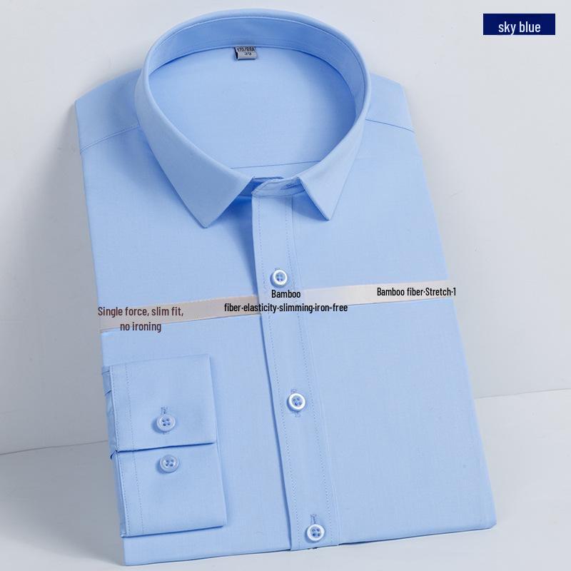 Men's Long-Sleeve Non-Iron Cotton Bamboo Shirt
