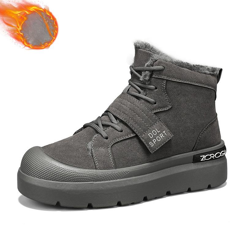 Men's Winter Warm Lace-Up Snow Boots Faux Suede Ankle Boots Non-Slip Faux Fur Lining Short Booties Outdoor Athletic Hiking Walking Shoes for Men