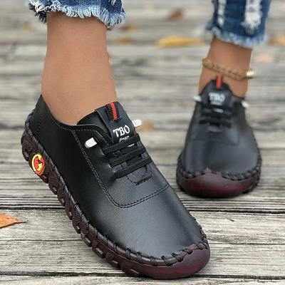 Sneakers Women Shoes Loafers Lace Up Leather Flat New Spring 2025 Casual Comfortable Mom Shoe Work Mujer Zapatos Chaussure Femme