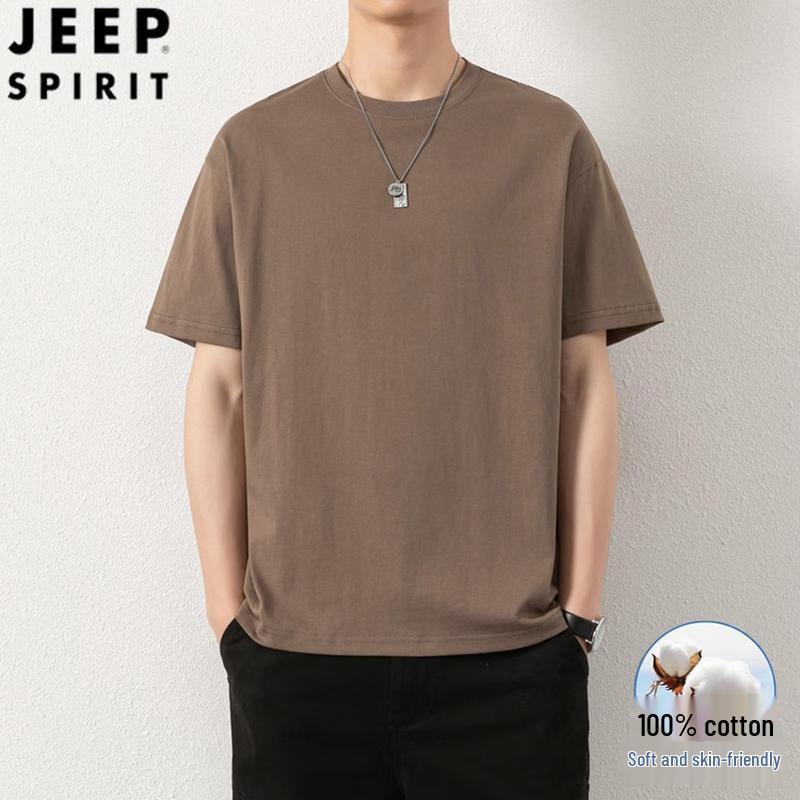 

Мужская однотонная хлопковая футболка JEEP SPIRIT большого веса 4XL