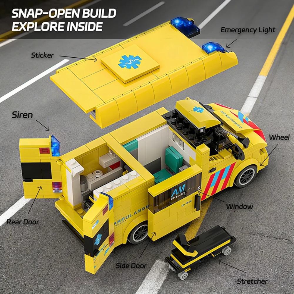 Seria Miasto Klocki Ratownicza Ambulans Klocki Model Zabawki Edukacyjne Budowlane dla Dzieci Chłopcy Prezenty dla Dzieci 600+ Szt.
