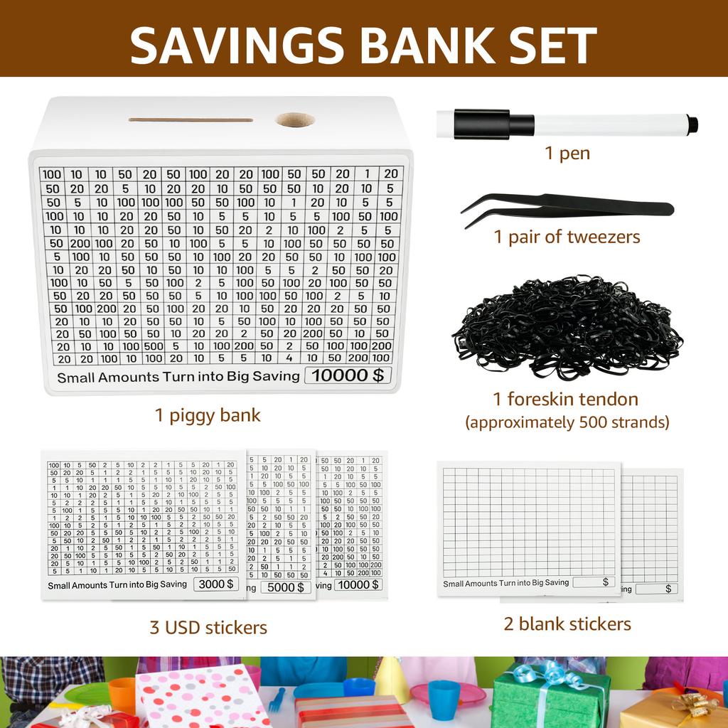 Money Wood Box Piggy Bank Wood Money Bank Large Capacity Cash Savings Box with Saving Goal Numbers Money Boxes Home Decorations