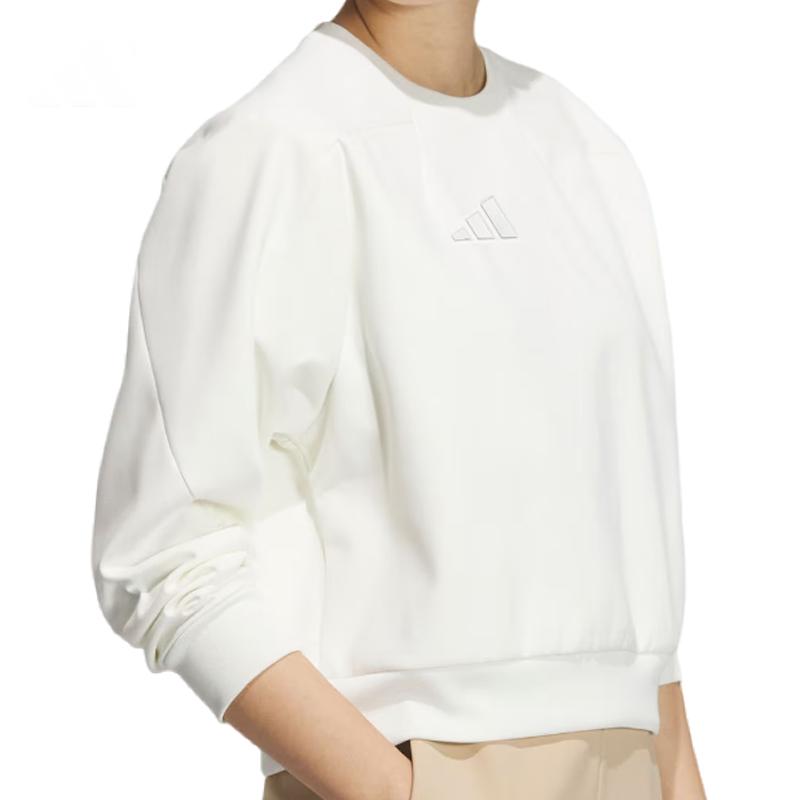Adidas Casual Sports Series Brand Logo Round Neck Comfortable Fashion Sweatshirt Women sweatshirt Han-Jade-White JM8762