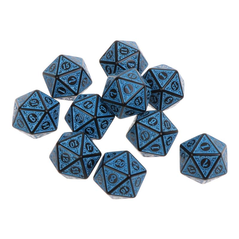 10Pcs 20 Sided Polyhedral Acrylic Table Game Dice D20 Dice for Math Dice Games Acrylic Dices Kit For Party
