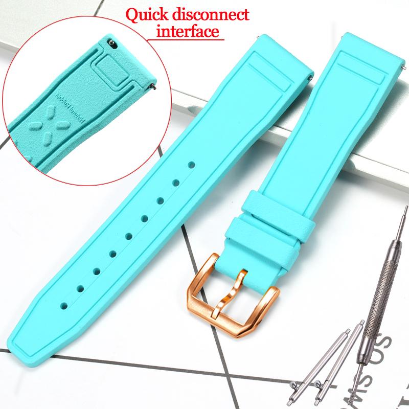 Rubber Silicone Watch Strap for IWC Pilot's Band Quick Release Bracelet Fluororubber Watchband