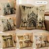 Retro Roman Architectural Cushion Cover Silky Short Plush Invisible Zipper Dustproof Sofa Pillow Case For Home Decor