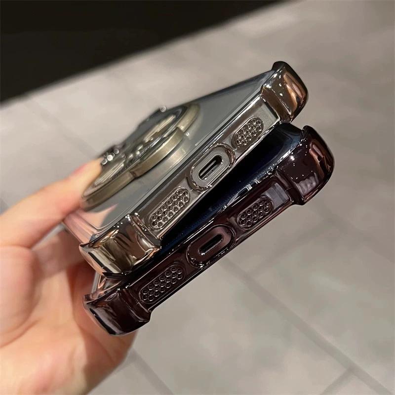 Luxury Plating Fidget Spinner Stand Holder For iPhone 15 14 Plus 13 12 11 Pro Max For Magsafe Wireless Charge Magnetic Cover