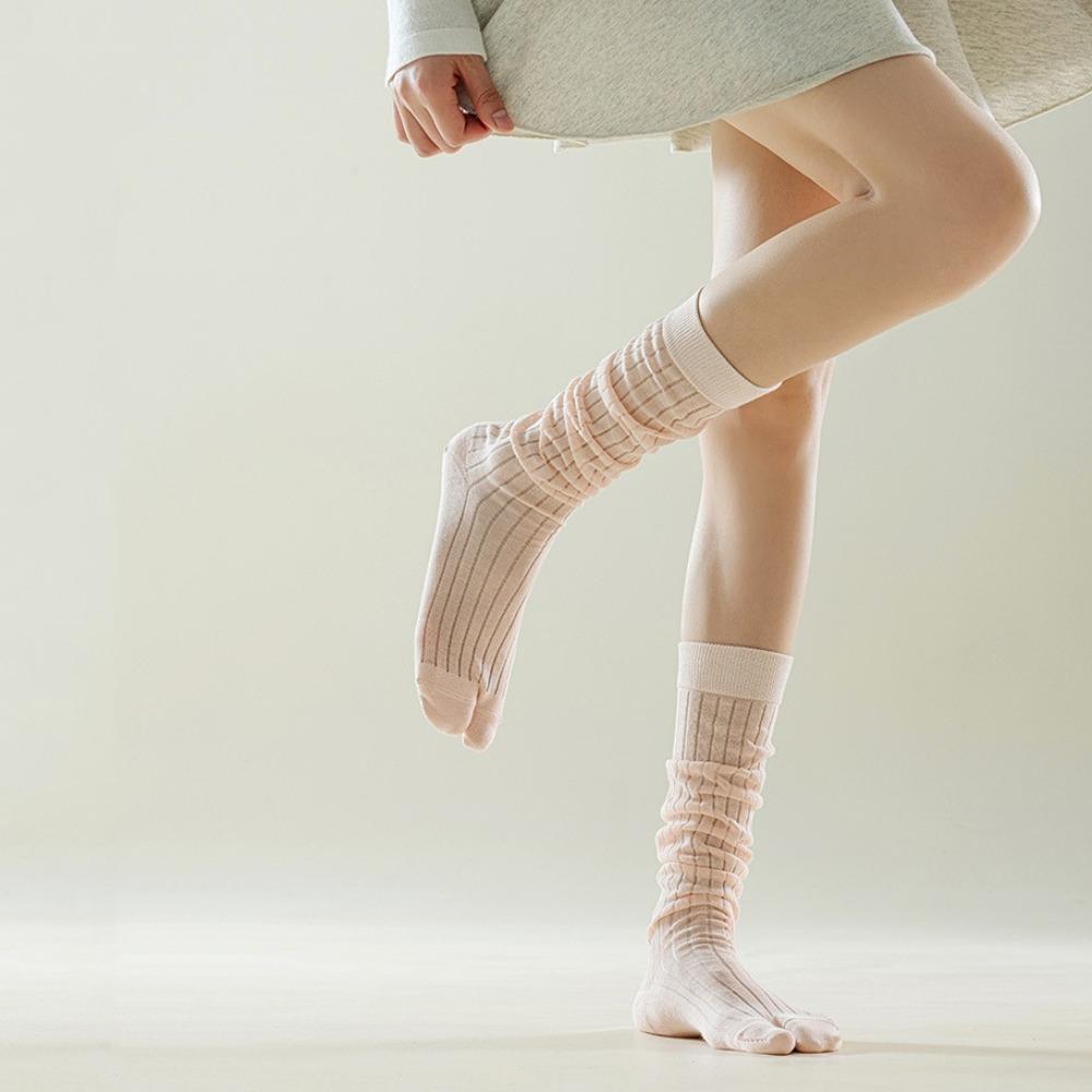 Thin JK Calf Long Socks Knee High Separate Toe Stockings Mid-tube Stocking Women Spring Summer