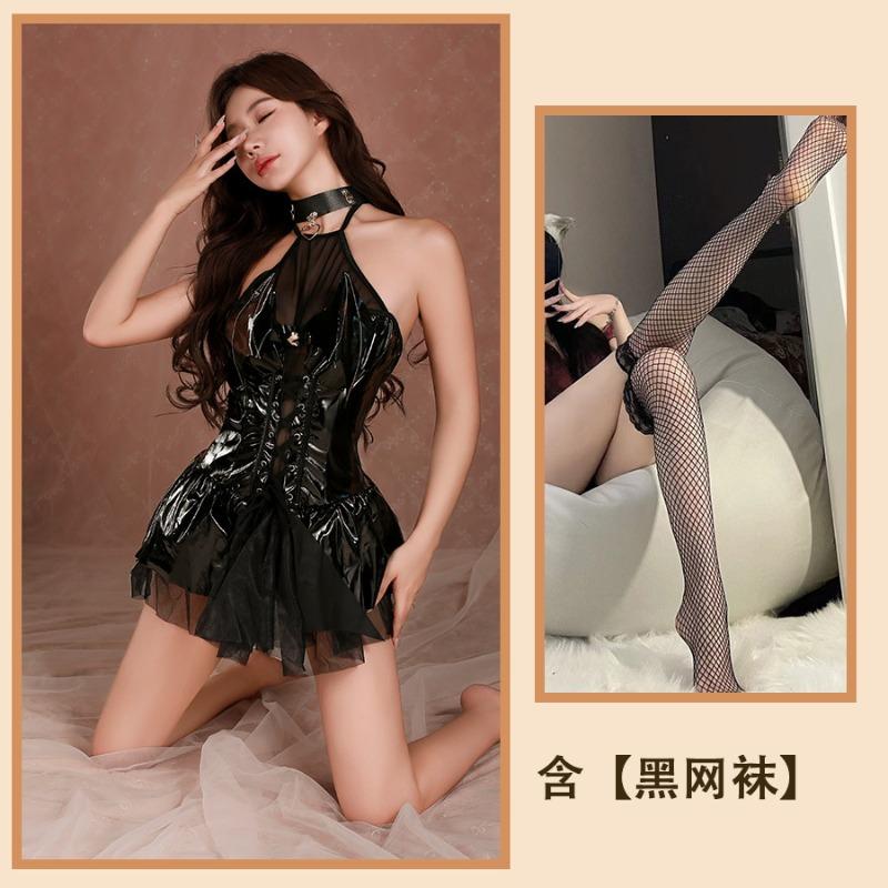 Adult cos clothes women's outer wear tight body pure desire suit cosplay demon strap leather skirt tight suit