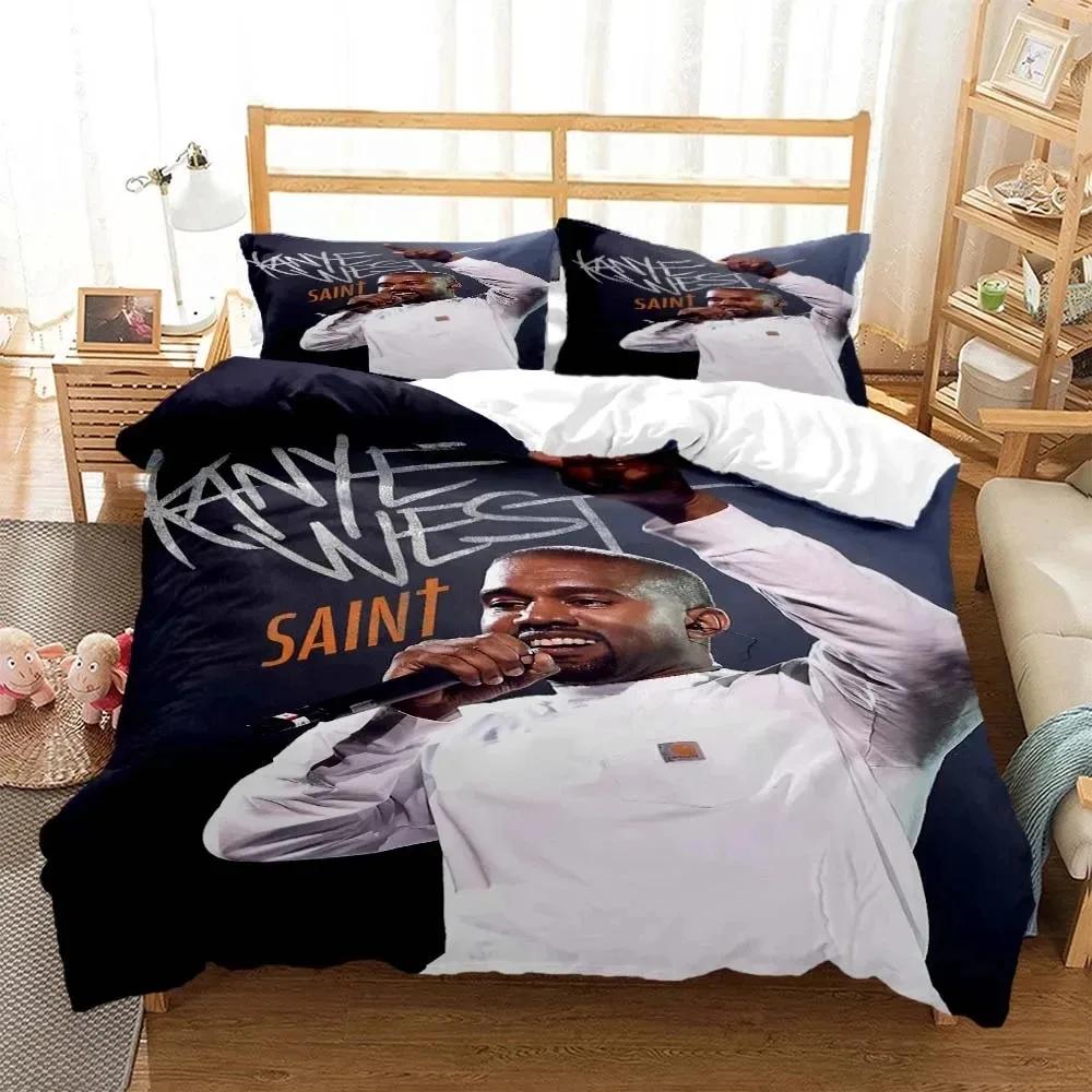 3D Print Rapper Kanye West Musik Bedding Set Double Twin King Duvet Cover Comforter Pillowcase Boys Girls Adults Bedroom
