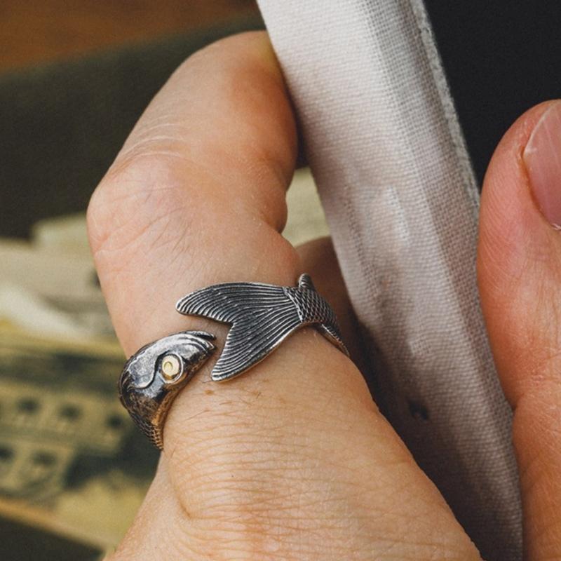 Adjustable Fish Shaped Rings Portable for Women Fashionable and Versatile Alloy Jewelry for Everyday Casual Wear