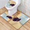 Beach View Bathroom Floor Mat Three-Piece Toilet Carpet Toilet Mat Set Door Mat Bathroom Non-Slip Mat