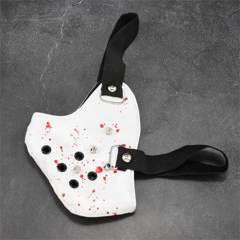 Rivet Spikes Leather Mask Cosplay Mask Motorcycle Biker Half Face Mask Anti Dust Sports Mask Masquerades Mask Women Men