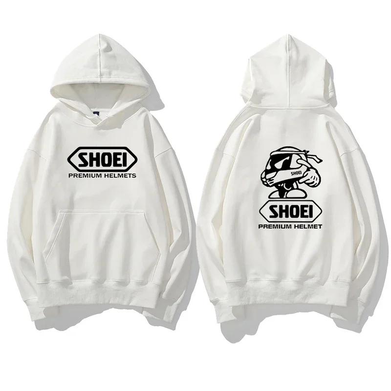 Motorradhelm Marke Vorder- und Rückseite Druck Grafik Hoodie Unisex Langarm Oversized Locker Streetwear Pullover Hoodie