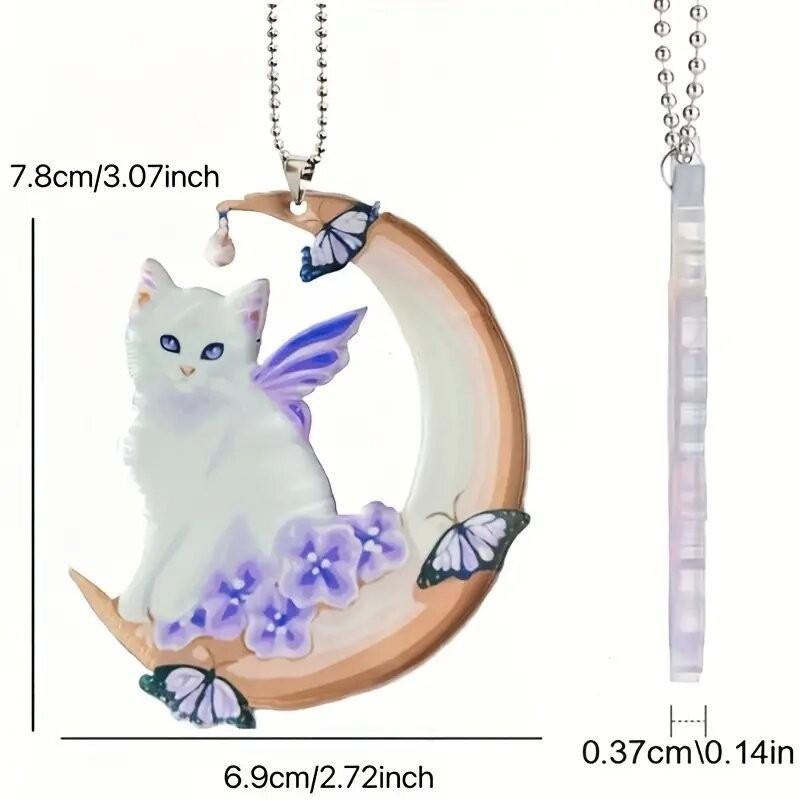 

Завораживающий Лунный Кот 2d Акриловое Украшение для Автомобиля для Брелоков и Аксессуаров для Рюкзака