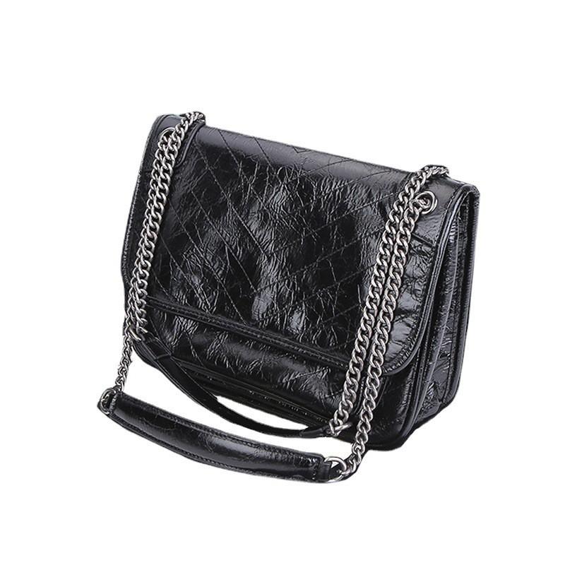 Womens Vintage-Style Satchel Bag With Chain Strap PU Leather Crossbody Large Capacity Daily Use