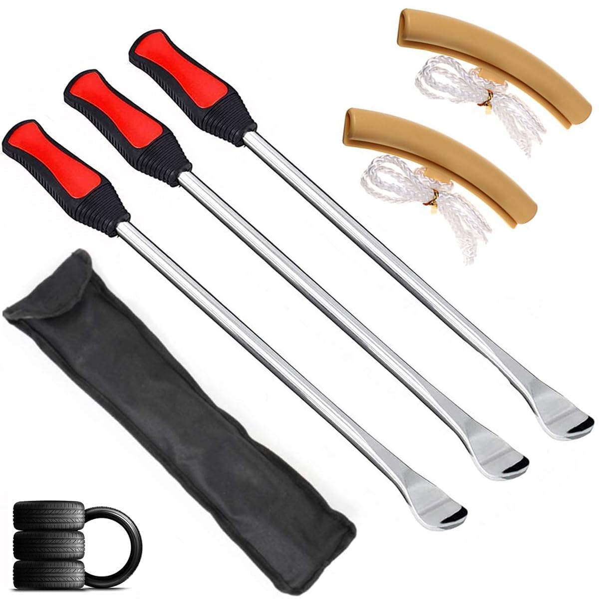 

Tire Levers Total Length 14.8 inches (37.5 cm), 3 Levers, 3 x Rim Protectors, Set of 6