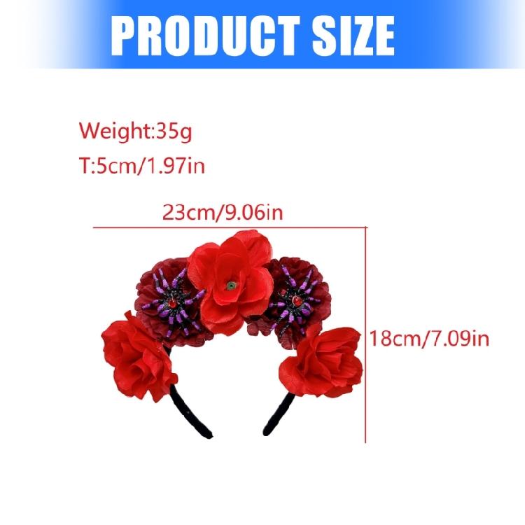 Halloween Bride Flower Crowns Headbands Wedding Spiders and Floral Hair Accessory for Costume Parties Props
