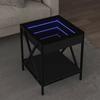 VidaXL Coffee Table with LED Infinity Black 40x40x49 Cm, Side Table, Living Room Table, Side Table, End Table, 847692