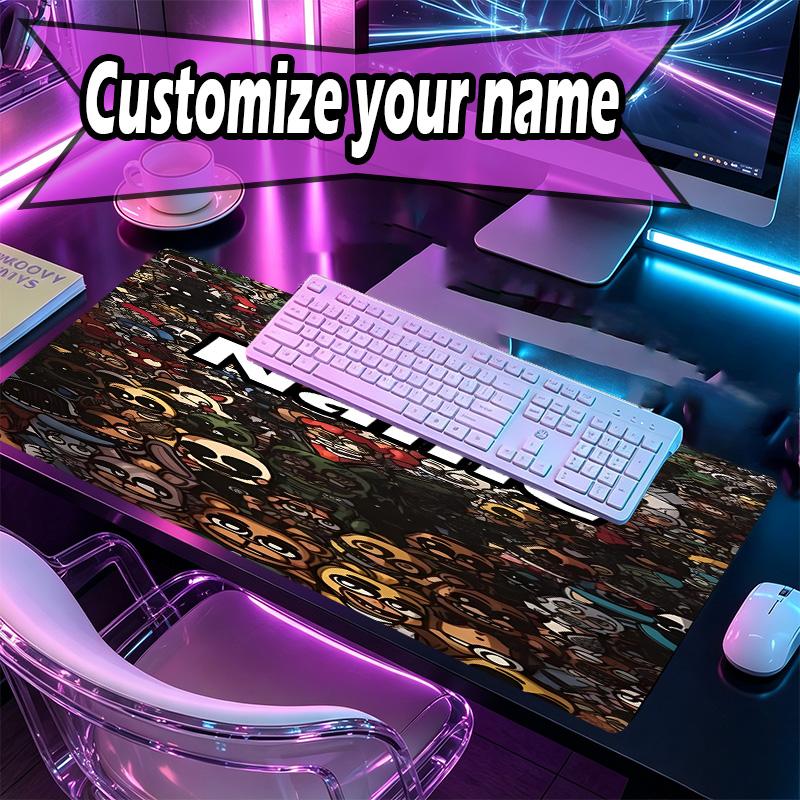 Custom Name Personalized Five Nights At Freddy's Pattern Mousepad, Laptop PC Desk Mat, Decorative Desk Mat for Home Keyboard Pad Gift