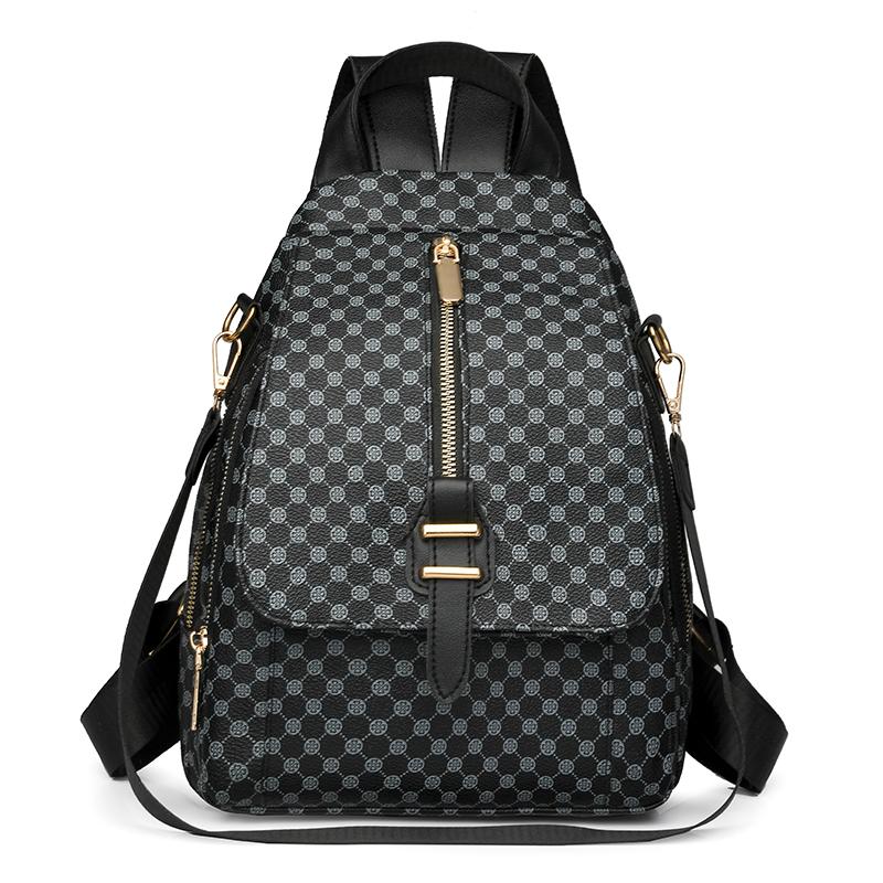 

Жіночий рюкзак з принтом, великої місткості, ПУ, студентський шкільний рюкзак чорний